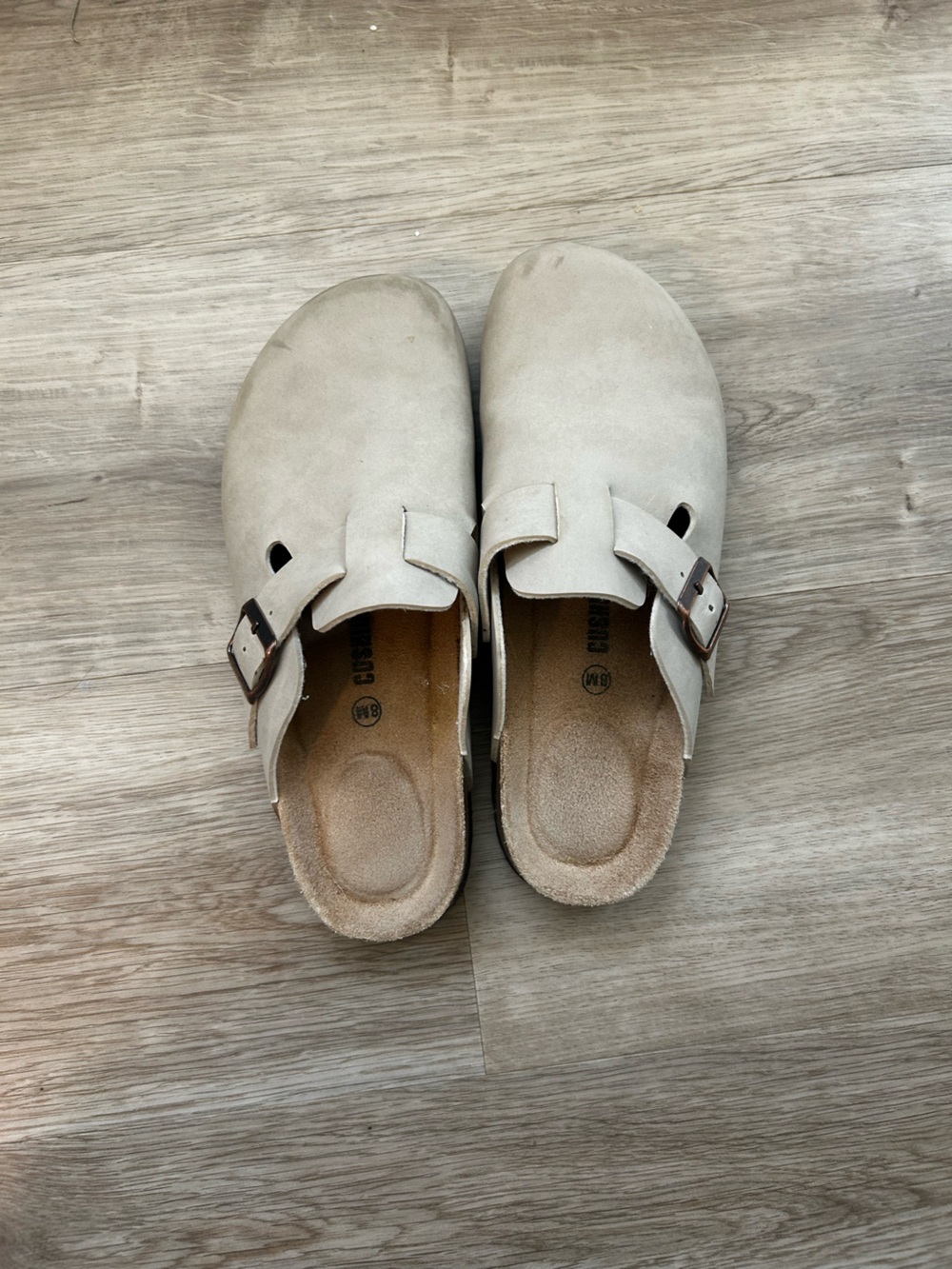 Slide on suede clogs